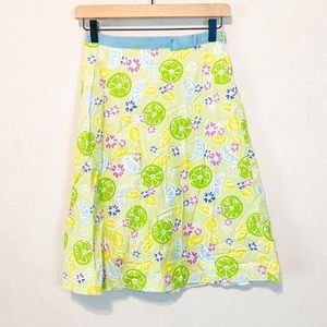 Vintage Lilly Pulitzer Green Lime Floral A-Line Skirt Size 2